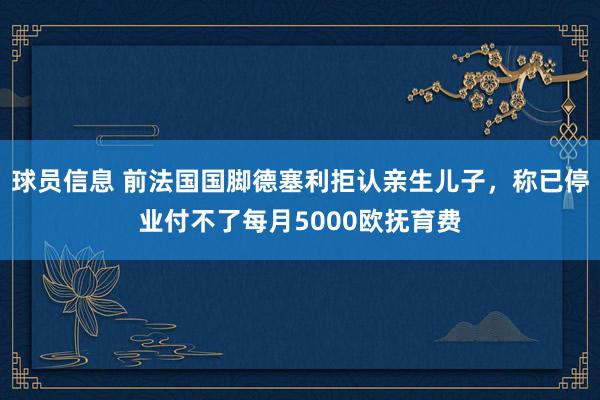 球员信息 前法国国脚德塞利拒认亲生儿子，称已停业付不了每月5000欧抚育费