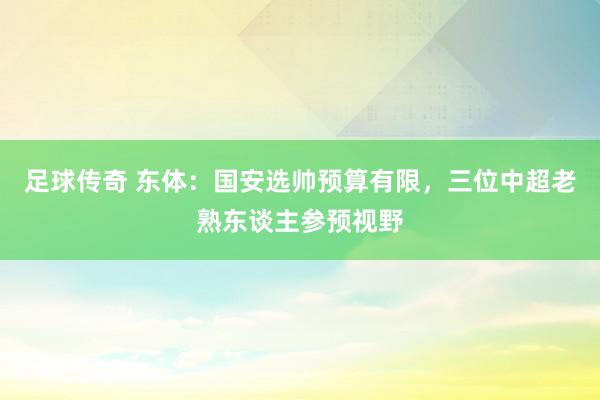 足球传奇 东体：国安选帅预算有限，三位中超老熟东谈主参预视野